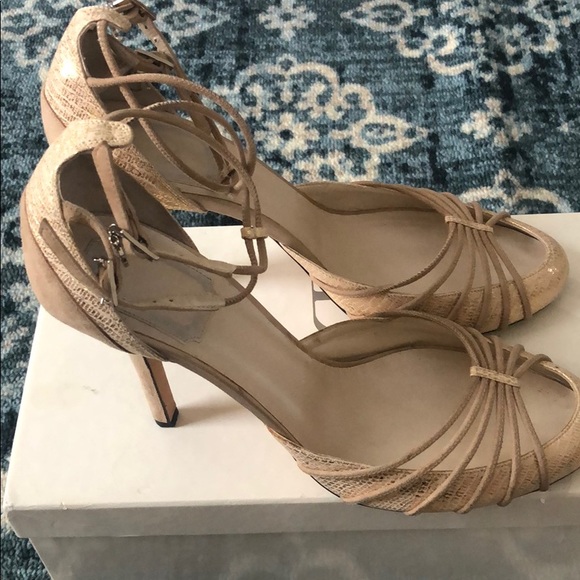Dior Tan Evening Suede and Embossed Leather Pumps - Picture 4 of 5